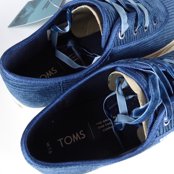 Toms Carmel Corduroy Shoes Atlantic Blue Sneaker - Picture 5 of 8